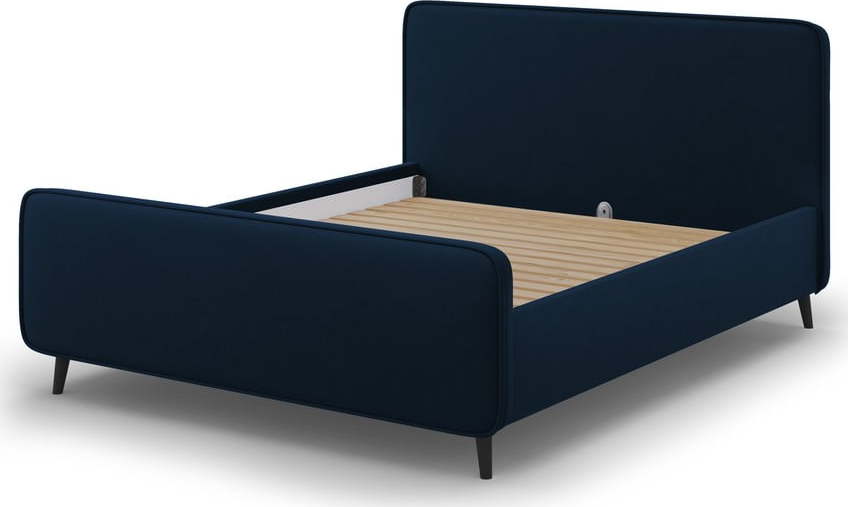 Tmavě modrá čalouněná dvoulůžková postel s roštem 140x200 cm Kaia - Micadoni Home Micadoni Home