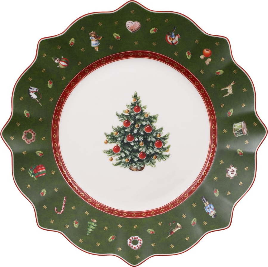 Zelený porcelánový talíř s vánočním motivem Villeroy & Boch