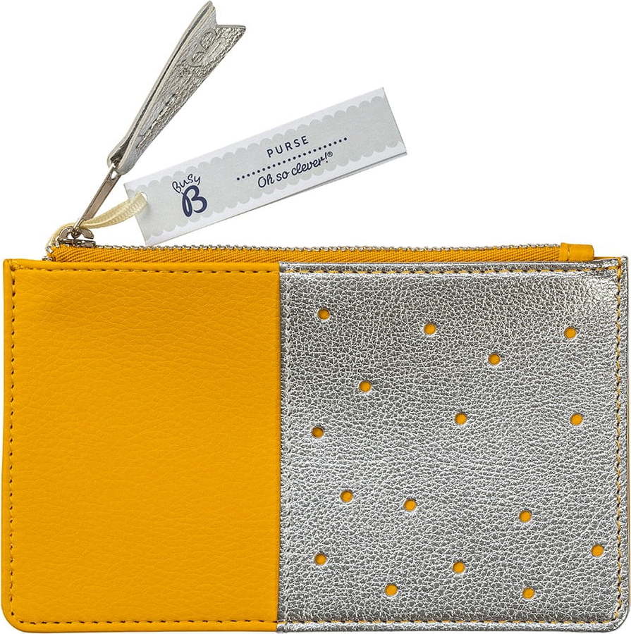 Žlutá peněženka s kapsou ve stříbrné barvě Busy B Flight Busy B