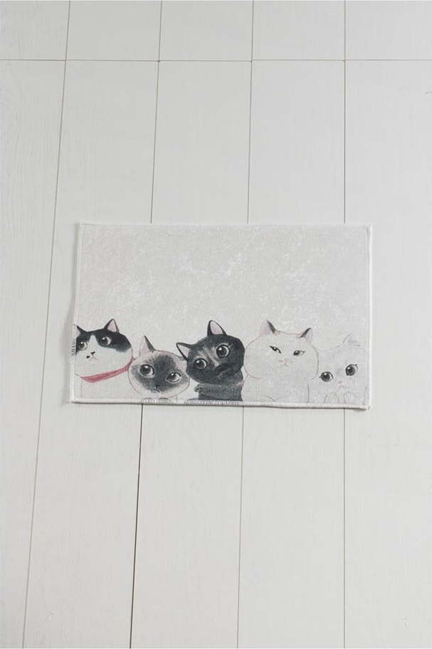 Bílo-šedá koupelnová předložka Lismo Cats