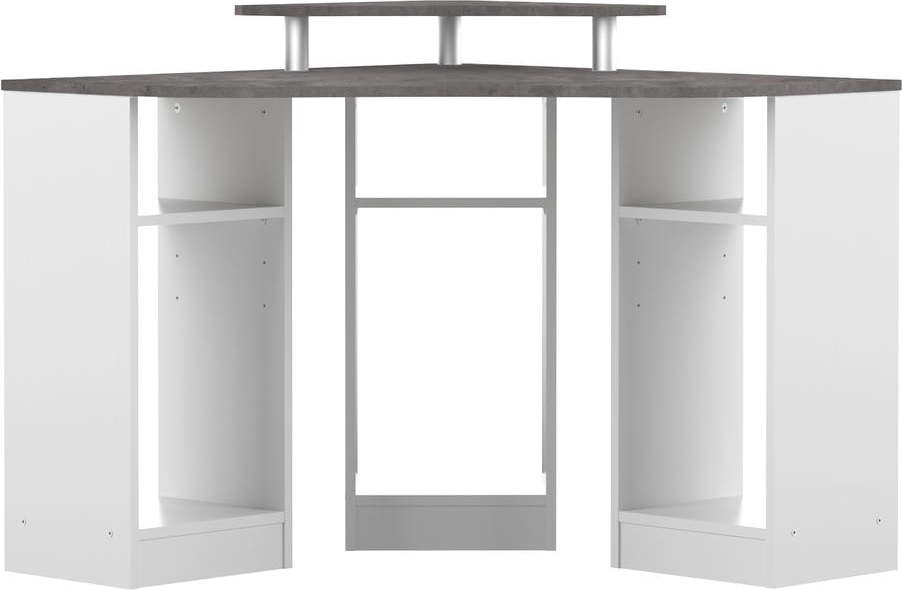 Bílý pracovní stůl s deskou v dekoru betonu 94x94 cm - TemaHome France TemaHome