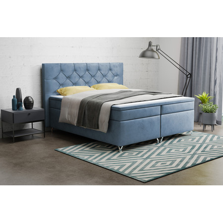 Čalouněná postel Boston 160x200 cm Tmavě modrá KOLA