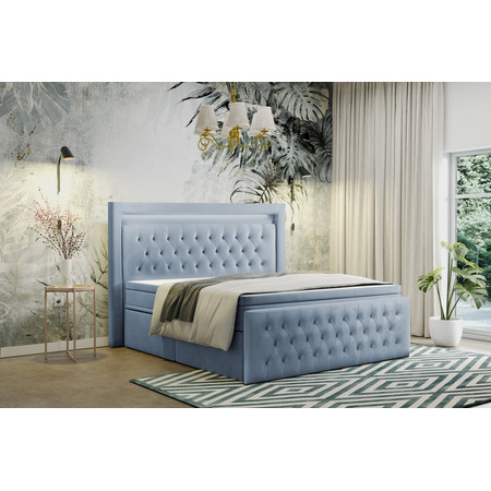 Čalouněná postel CESAR včetně úložného prostoru 160x200 Světle modrá KOLA