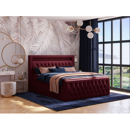 Čalouněná postel CESAR včetně úložného prostoru 160x200 Vínová KOLA