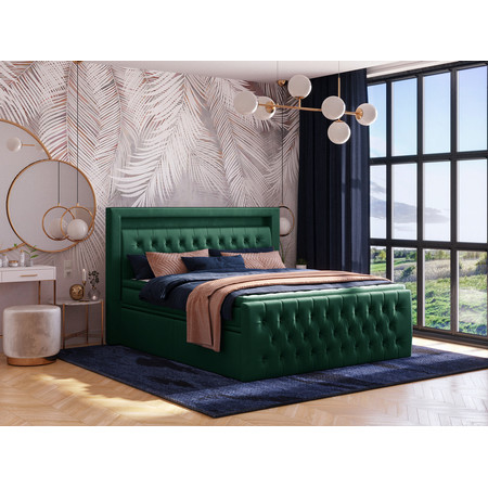 Čalouněná postel CESAR včetně úložného prostoru 160x200 Zelená KOLA