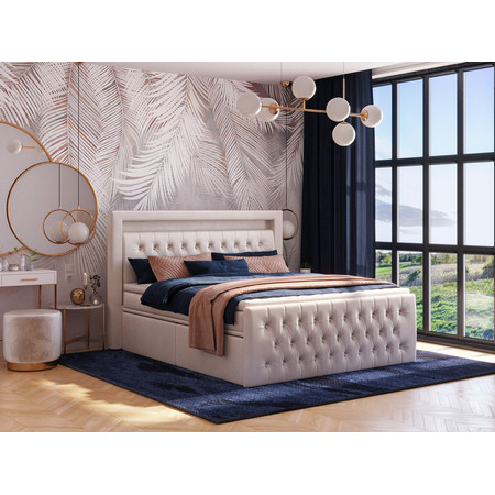 Čalouněná postel CESAR včetně úložného prostoru 180x200 Bílá KOLA