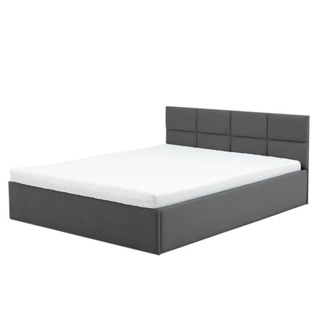 Čalouněná postel MONOS s pěnovou matrací rozměr 140x200 cm Tmavě šedá Signal-nabytek
