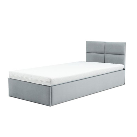 Čalouněná postel MONOS s pěnovou matrací rozměr 90x200 cm Světle šedá Signal-nabytek