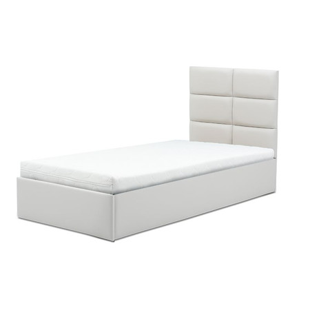 Čalouněná postel TORES II s pěnovou matrací rozměr 90x200 cm - Eko-kůže Bílá eko-kůže Signal-nabytek