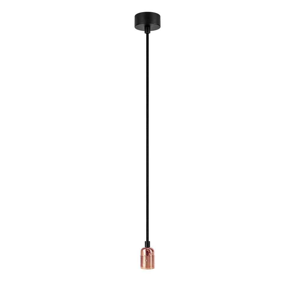 Černé zásvěsné svítidlo bez stínidla s objímkou v měděné barvě Bulb Attack Uno Sotto Luce