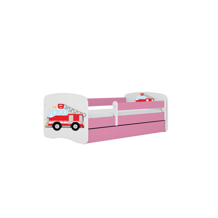 Dětská postel bez úložného prostoru Babydream 70x140 cm - auto Bílá + růžová Pěnová matrace Signal-nabytek