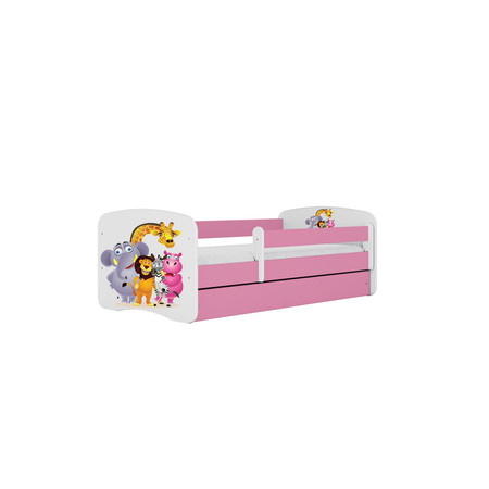 Dětská postel bez úložného prostoru Babydream 70x140 cm - zoo Bílá + růžová Pěnová matrace Signal-nabytek