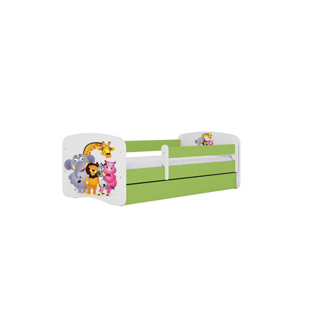 Dětská postel bez úložného prostoru Babydream 70x140 cm - zoo Bílá + zelená Pěnová matrace Signal-nabytek