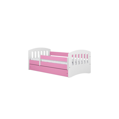 Dětská postel bez úložného prostoru Classic 80x160 cm Bílá + růžová Pěnová matrace Signal-nabytek