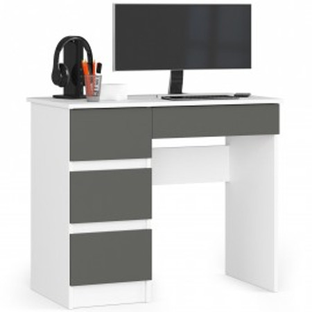 Počítačový stůl A-7 levá - bílá/grafit Akord
