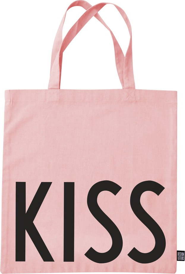 Růžová plátěná taška Design Letters Kiss Design Letters