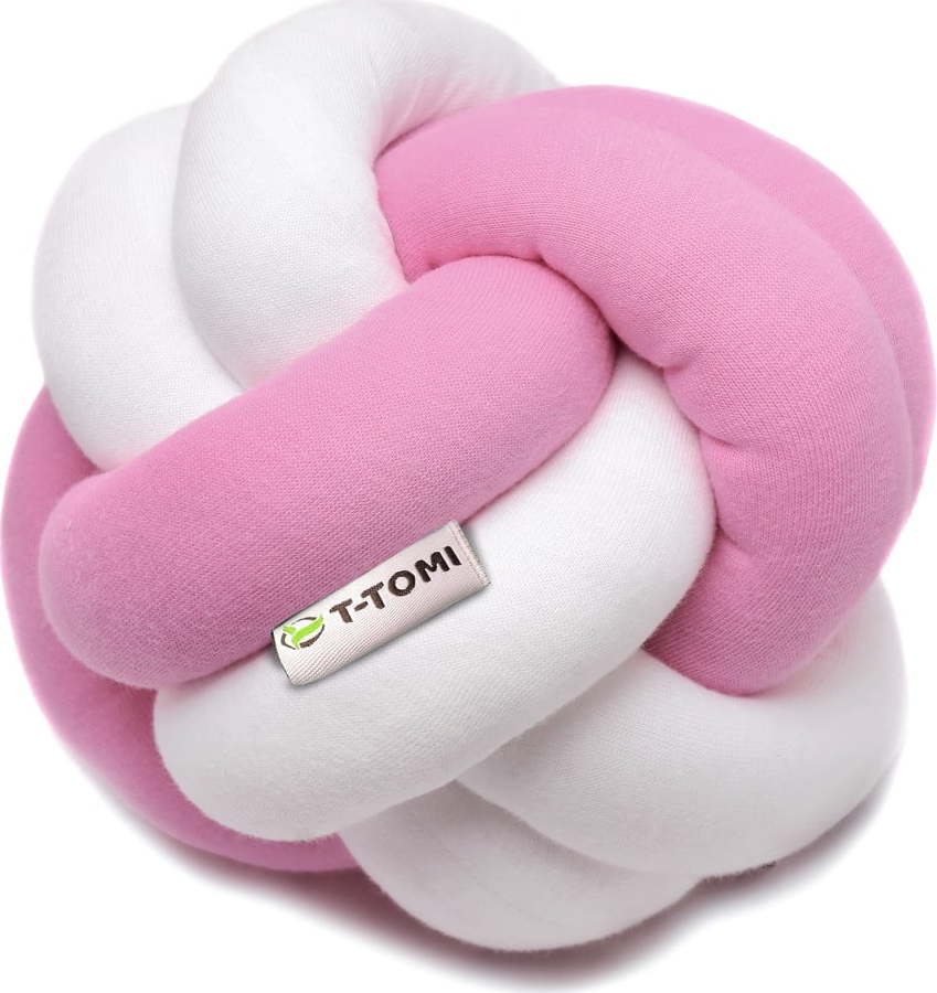 Růžovo-bílý bavlněný pletený míč T-TOMI