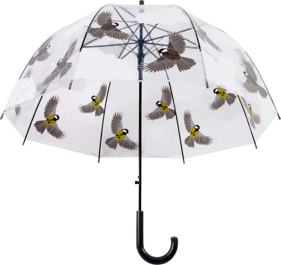 Transparentní deštník s potiskem ptáků Esschert Design