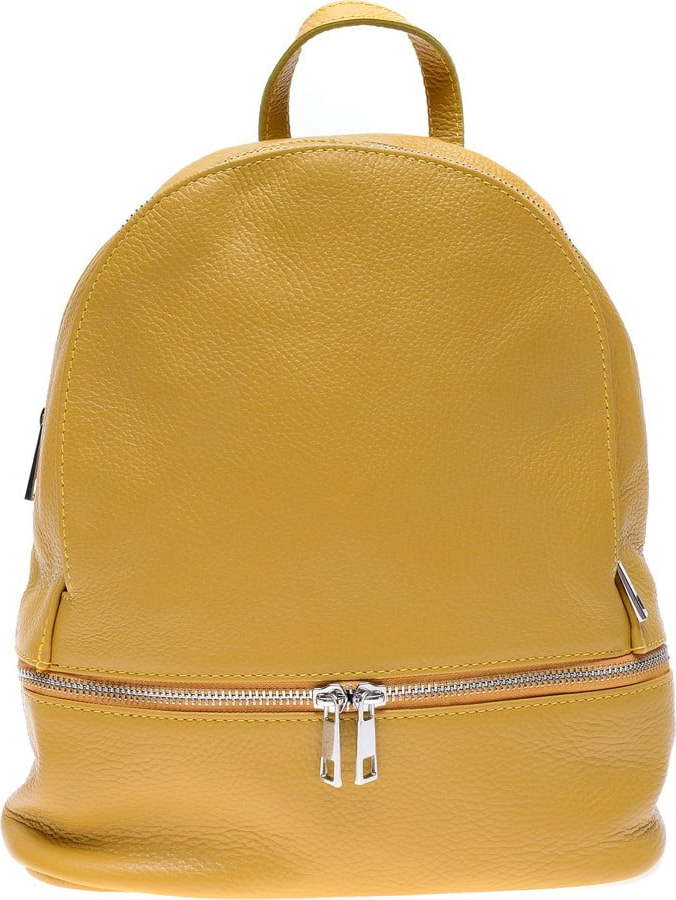 Žlutý kožený batoh na zip Anna Luchini Anna Luchini