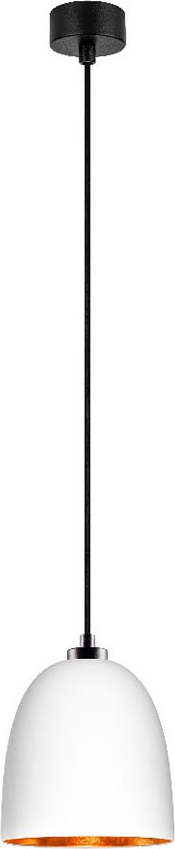 Bílé závěsné svítidlo s černým kabelem a detaily v měděné barvě Sotto Luce Awa Sotto Luce