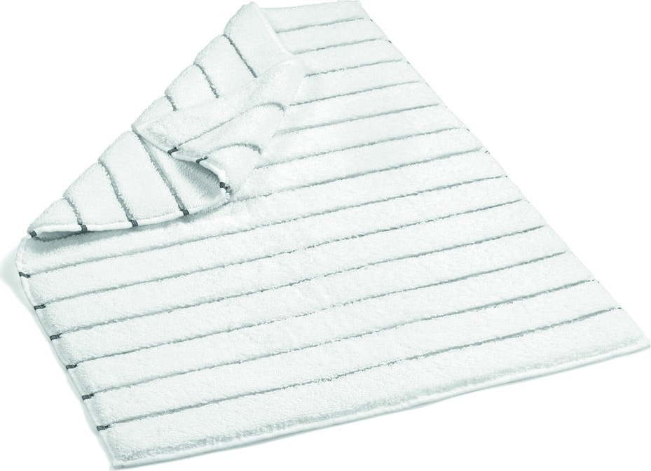 Bílo-šedá bavlněná koupelnová předložka Foutastic Striped Terry
