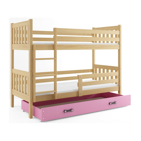 Dětská patrová postel CARINO s úložným prostorem 80x190 cm - borovice Ružové BMS