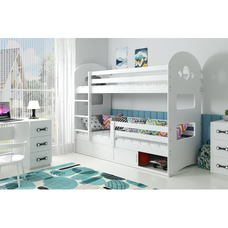 Dětská patrová postel DOMINIK s úložným prostorem 80x160 cm - bílá Bílá BMS