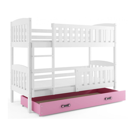 Dětská patrová postel KUBUS s úložným prostorem 80x190 cm - bílá Ružové BMS