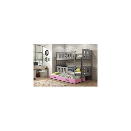 Dětská patrová postel KUBUS s výsuvnou postelí 90x200 cm - grafit Ružové BMS