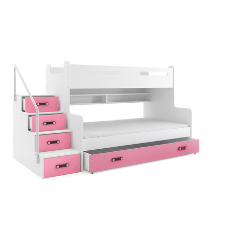 Dětská patrová postel MAX III s úložným prostorem 80x200 cm - bílá Ružové BMS