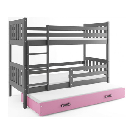Dětská postel CARINO s výsuvnou postelí 80x190 cm - grafit Ružové BMS