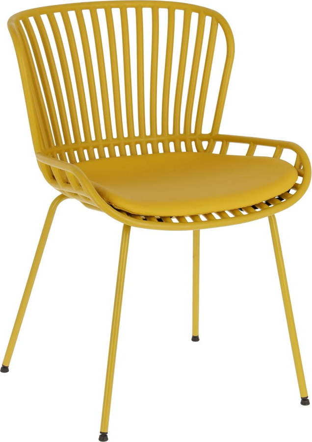 Hořčicově žlutá zahradní židle s ocelovou konstrukcí Kave Home Surpik Kave Home