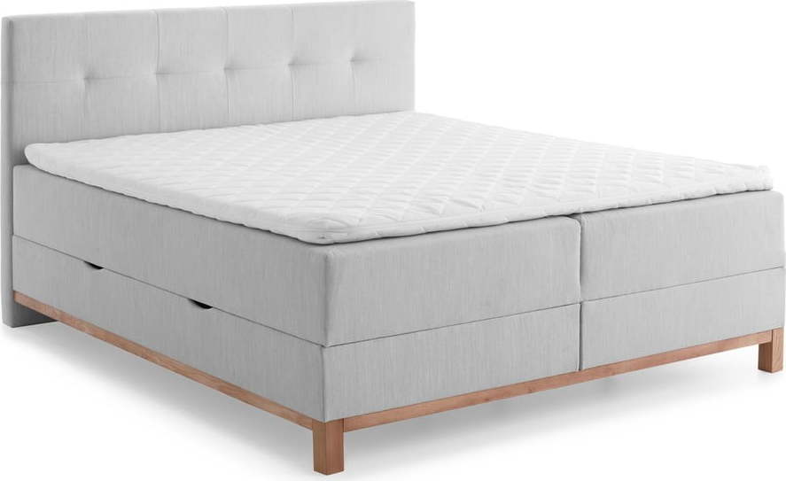 Světle šedá boxspring postel s úložným prostorem 180x200 cm Catania - Meise Möbel Meise Möbel