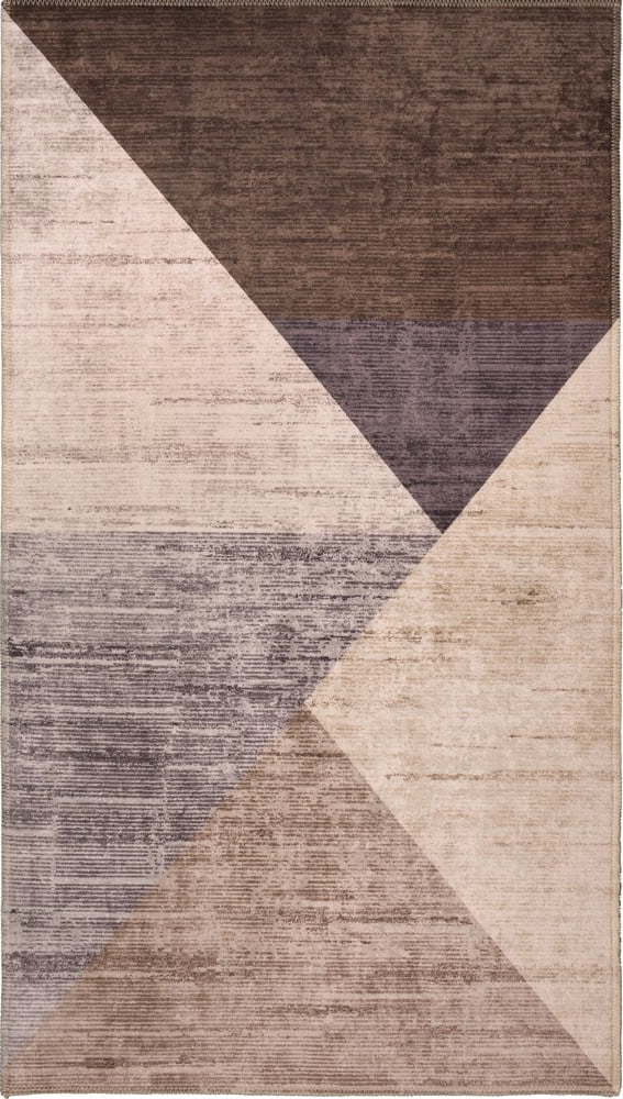 Hnědo-béžový pratelný koberec běhoun 200x80 cm - Vitaus Vitaus