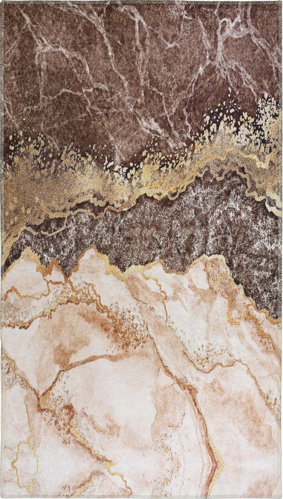 Koňakově hnědo-krémový pratelný koberec 80x50 cm - Vitaus Vitaus