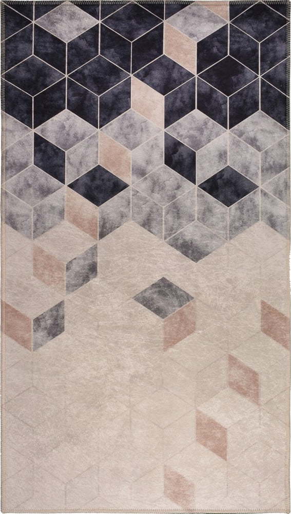 Tmavě modro-krémový pratelný koberec běhoun 200x80 cm - Vitaus Vitaus