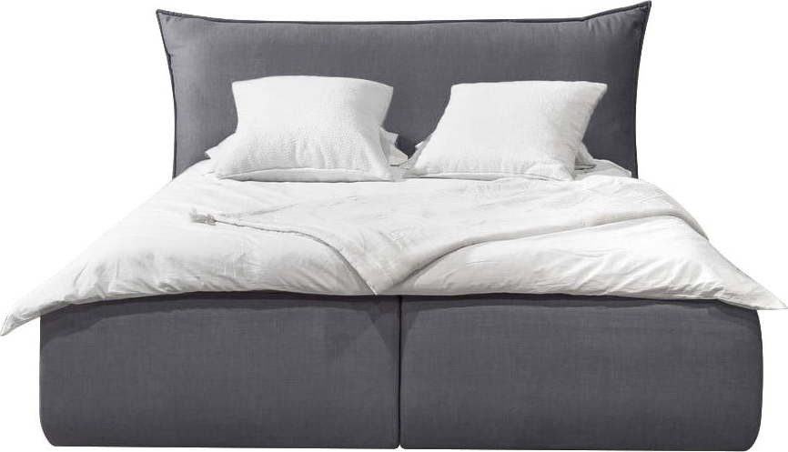 Tmavě šedá sametová čalouněná dvoulůžková postel s úložným prostorem s roštem 160x200 cm Jade - Bobochic Paris Bobochic Paris
