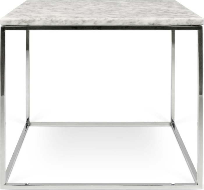 Bílý mramorový konferenční stolek s chromovými nohami TemaHome Gleam