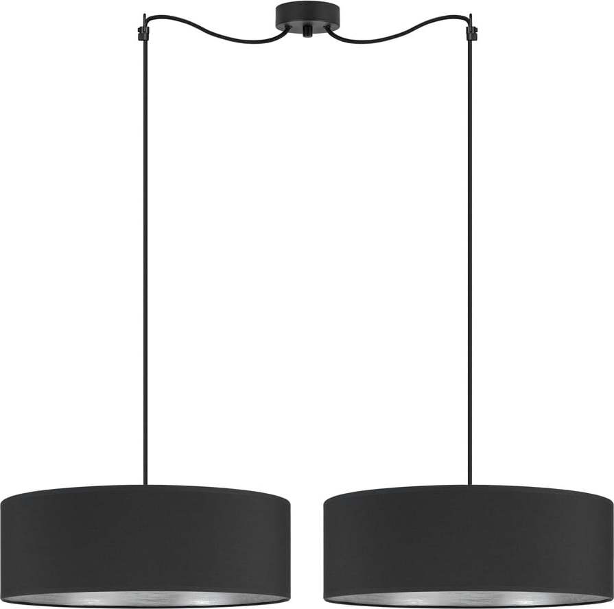 Černé dvouramenné závěsné svítidlo s detailem ve stříbrné barvě Sotto Luce Tres XL