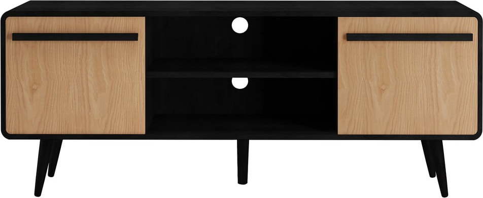 Černý TV stolek v dekoru dubu 140x53 cm Chantal - Støraa Støraa