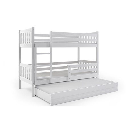 Dětská patrová postel s výsuvnou postelí CARINO 190x80 cm Bílá BMS