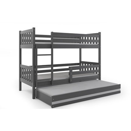 Dětská patrová postel s výsuvnou postelí CARINO 190x80 cm Šedá BMS