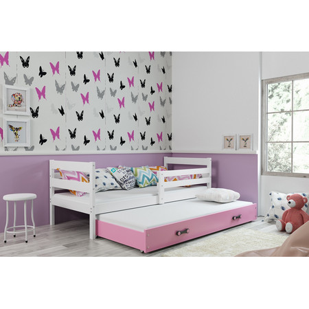 Dětská postel s výsuvnou postelí ERYK 200x90 cm Ružové Bílá BMS