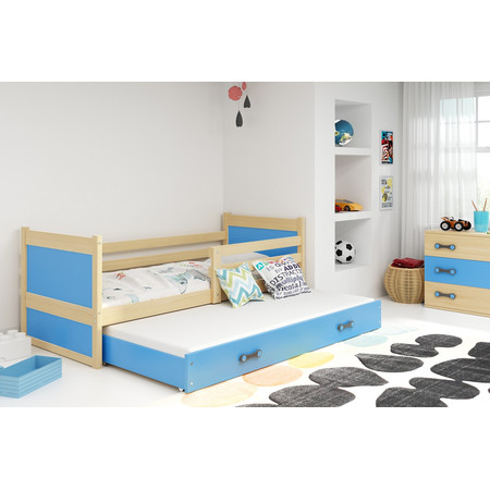 Dětská postel s výsuvnou postelí RICO 200x90 cm Modrá Borovice BMS