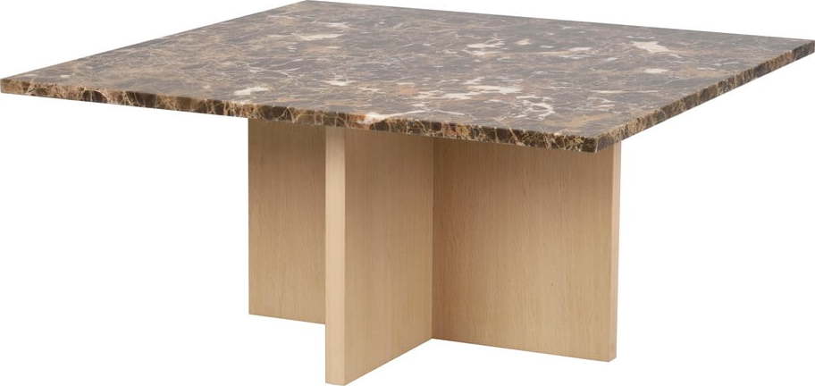 Hnědý mramorový konferenční stolek 90x90 cm Brooksville - Rowico Rowico