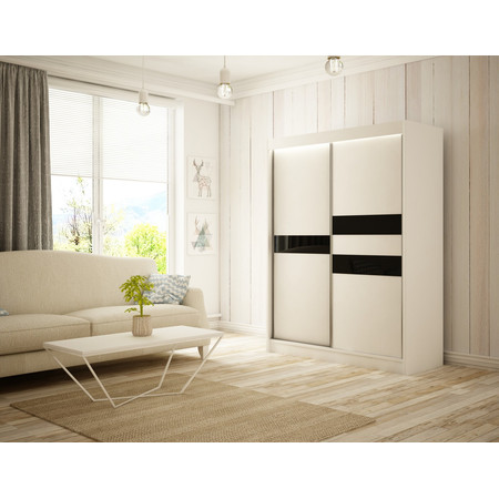 Kvalitní Šatní Skříň Arrow 200 cm Bílý Mat Čokoláda Furniture