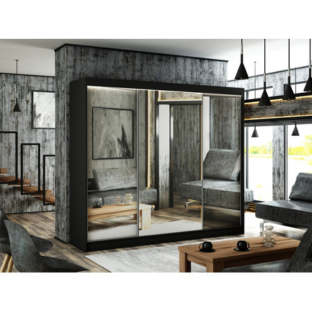 Kvalitní Šatní Skříň Homa 250 cm Černý mat Furniture