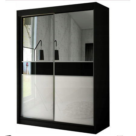Kvalitní Šatní Skříň Tito 120 cm Vanilka Černý mat Furniture