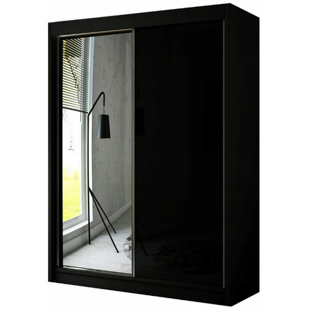 Kvalitní Šatní Skříň Velis 150 cm Černý mat Bílá Furniture