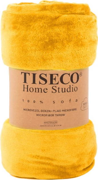 Okrově žlutý přehoz z mikroplyše na jednolůžko 150x200 cm Cosy - Tiseco Home Studio Tiseco Home Studio